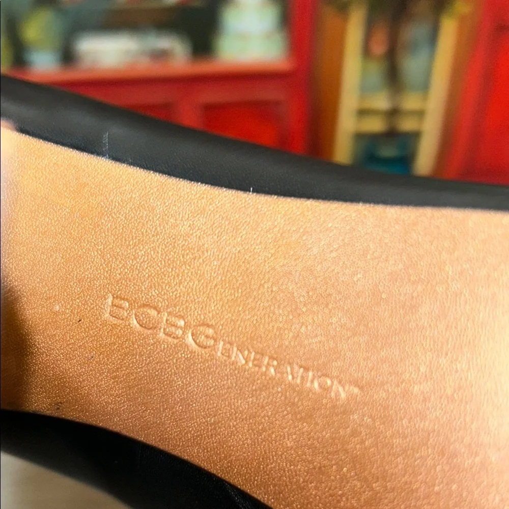 BCBGeneration Black Peep-Toe Stiletto Heels - Picture 2 of 15